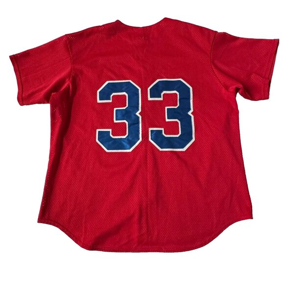Florida College Mens XL Majestic Vintage Baseball Jersey #33 Red Blue White Mesh - Picture 10 of 12